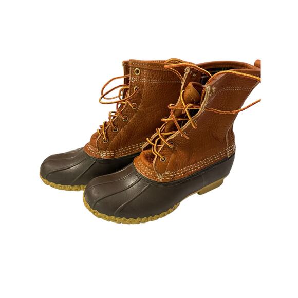 L.L. Bean Women’s 8” Bean Boots Size 7M Brown Leather Rubber Duck Boots USA - Picture 1 of 7